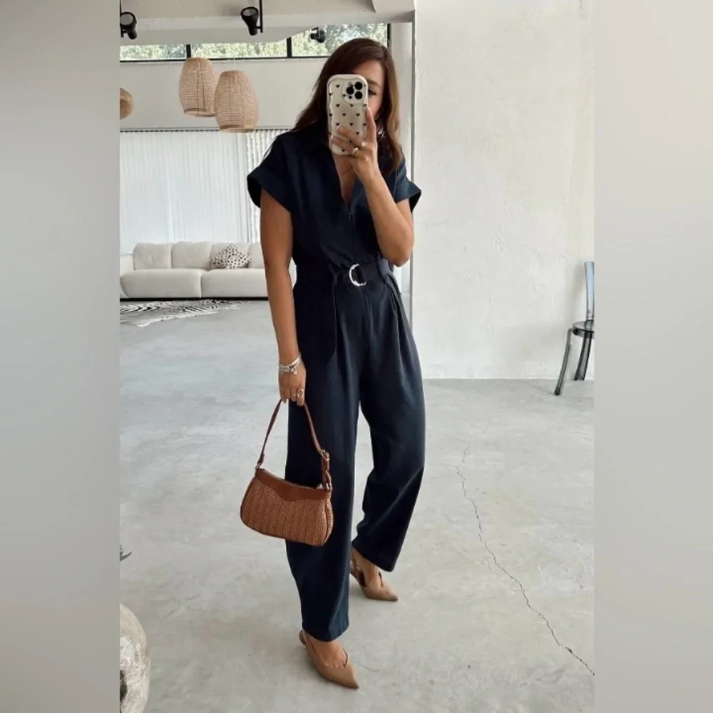 ZARA BLOGGERS’ FAVORITE BELTED LINEN BLEND JUMPSUIT